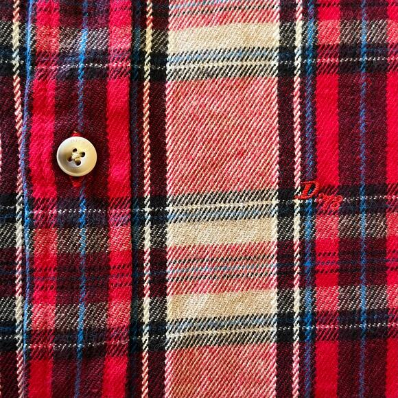 Diesel Red Plaid Check Cotton Button-Down Men's Flannel Shirt - Size L - Picture 8 of 9